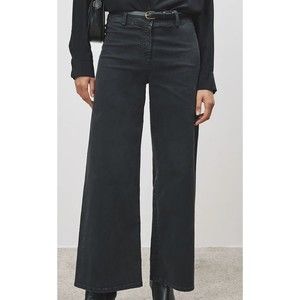 Nili Lotan Megan Pant Jeans Women’s Size 6 Carbon Black Wide Leg
